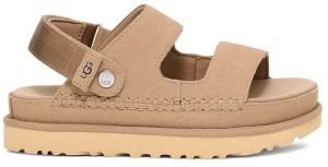 Semišové šľapky UGG Goldenstar Glide dámske, béžová farba, na platforme, 1167399-SAN