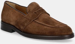 Semišové mokasíny Hackett London COLLIN HALL pánske, hnedá farba, HMS21468