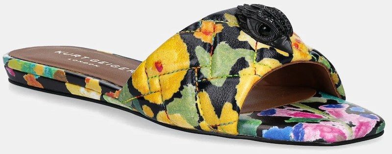 Kožené šľapky Kurt Geiger London Kensington Flat Sandal dámske, čierna farba, 4368909109