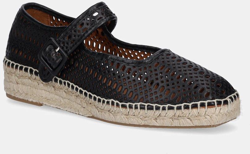 Kožené espadrilky Billi Bi čierna farba, na platforme, A28600