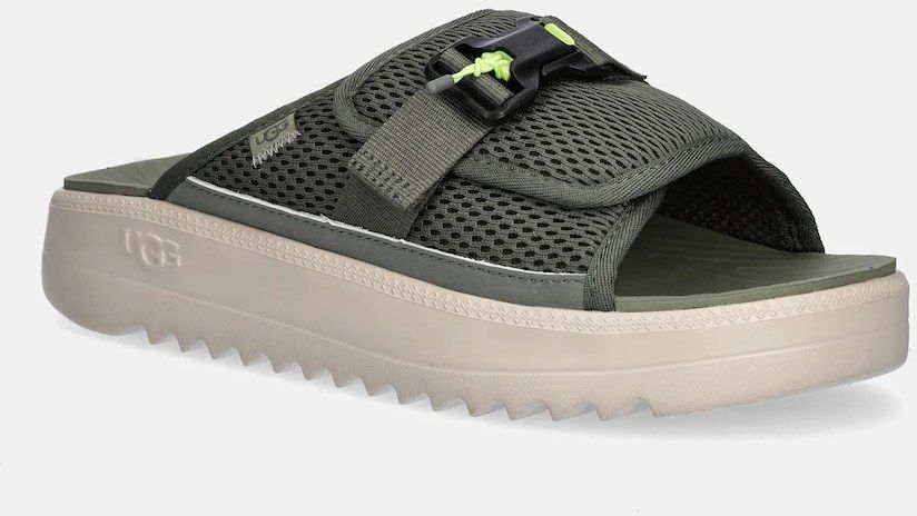 Šľapky UGG Maxxer Slide 2.0 pánske, zelená farba, 1167871-WLN