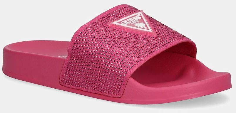 Šľapky Guess BEACH SLIPPERS STRASS dámske, ružová farba, E4GZ25 BB00F