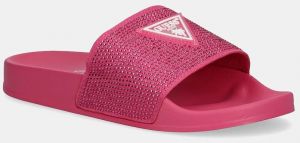 Šľapky Guess BEACH SLIPPERS STRASS dámske, ružová farba, E4GZ25 BB00F