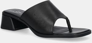 Kožené žabky Camper Kora Sandal dámske, čierna farba, na podpätku, K201738-001