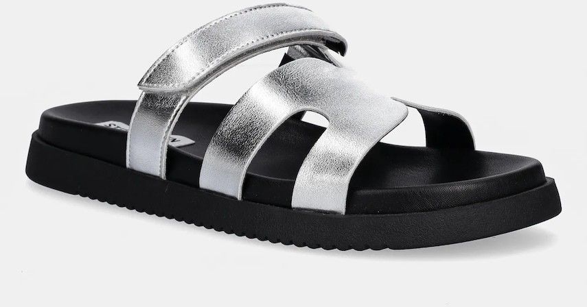 Kožené šľapky Steve Madden Missile dámske, strieborná farba, SM11003028