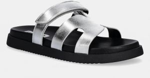 Kožené šľapky Steve Madden Missile dámske, strieborná farba, SM11003028