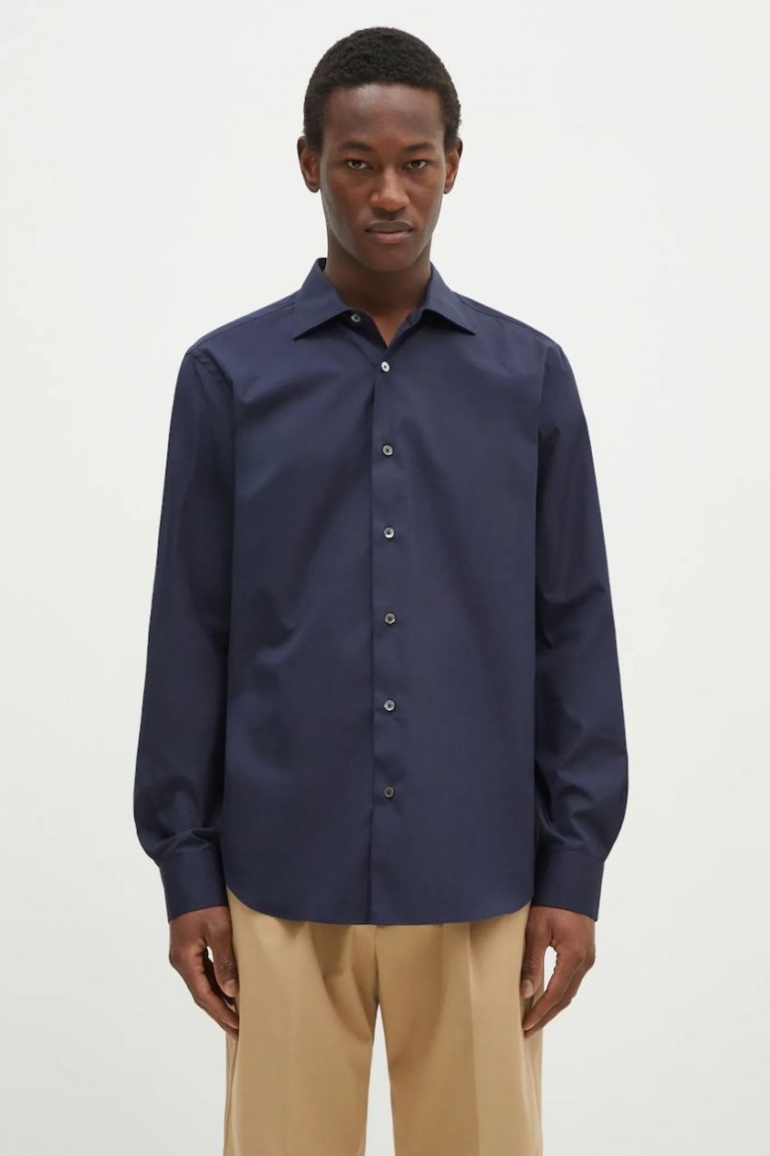 Bavlnená košeľa Paul Smith pánska, tmavomodrá farba, slim, s klasickým golierom, M1R-790Y-M00050
