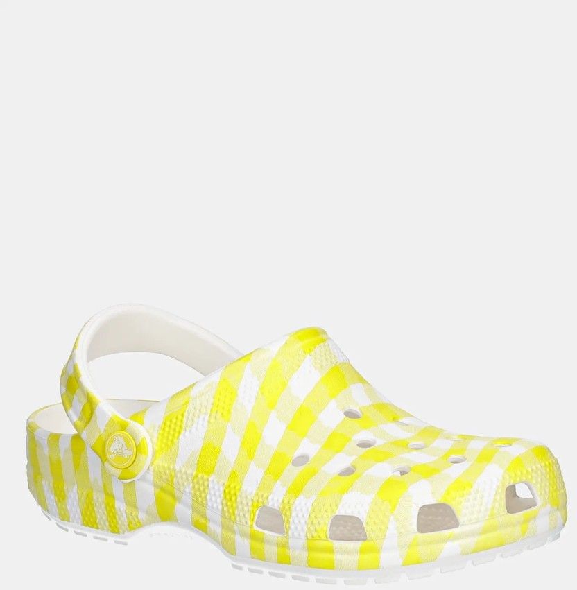 Šľapky Crocs Classic Gingham Clog dámske, žltá farba, 211006-78R