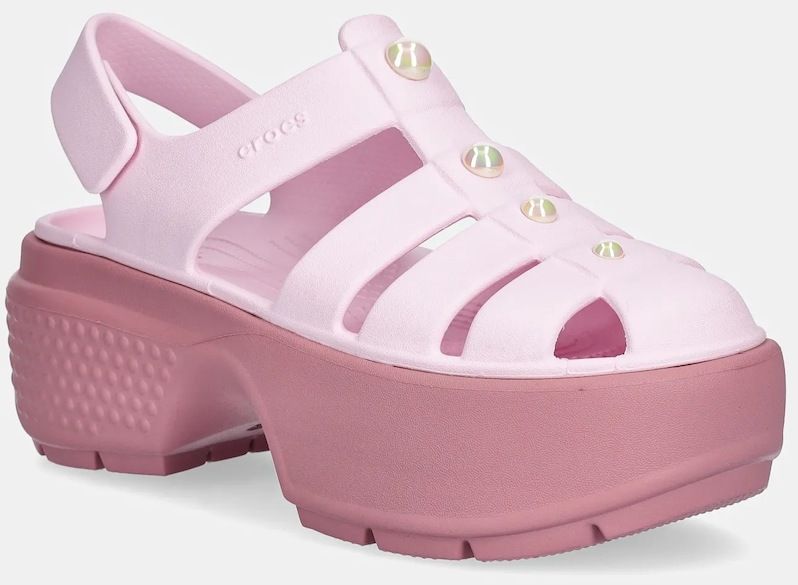 Sandále Crocs Stomp Fisherman Pearl Sandal dámske, ružová farba, na platforme, 210979-6XX