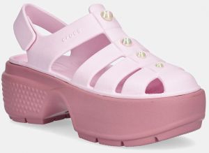 Sandále Crocs Stomp Fisherman Pearl Sandal dámske, ružová farba, na platforme, 210979-6XX
