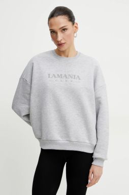 Mikina La Mania dámska, šedá farba, s nášivkou, LOW