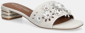 Semišové šľapky Kurt Geiger London Flower Low Sandal dámske, šedá farba, na podpätku, 4493544209