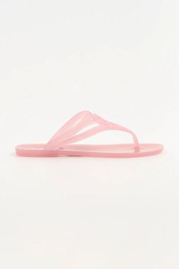 Šľapky Karl Lagerfeld JELLY THONG dámske, ružová farba, na plochom podpätku, KL80007A