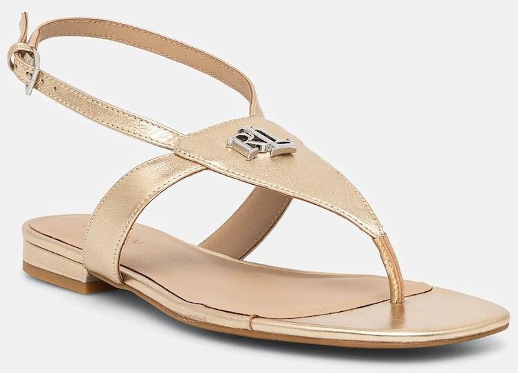 Kožené sandále Lauren Ralph Lauren Everley dámske, zlatá farba, 802970532001
