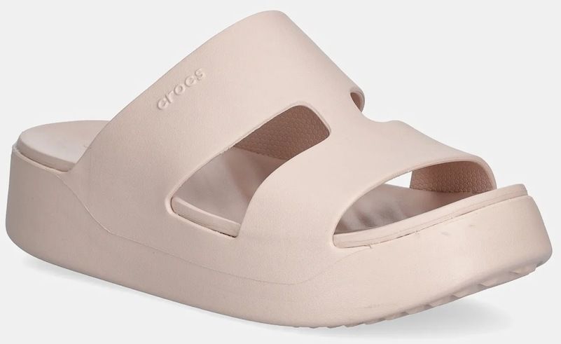 Šľapky Crocs Getaway Platform H - Strap dámske, béžová farba, na platforme, 209409-6UR