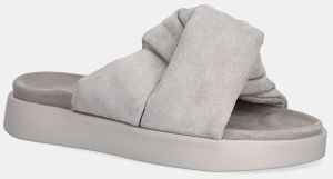 Semišové šľapky Inuikii Soft Crossed Suede dámske, šedá farba, na platforme, 1004.003.0401.030 / 70104-141