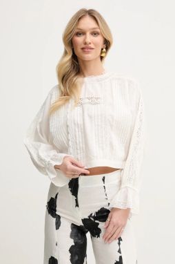 Bavlnená blúzka Twinset dámska, biela farba, s nášivkou, 251TP2381