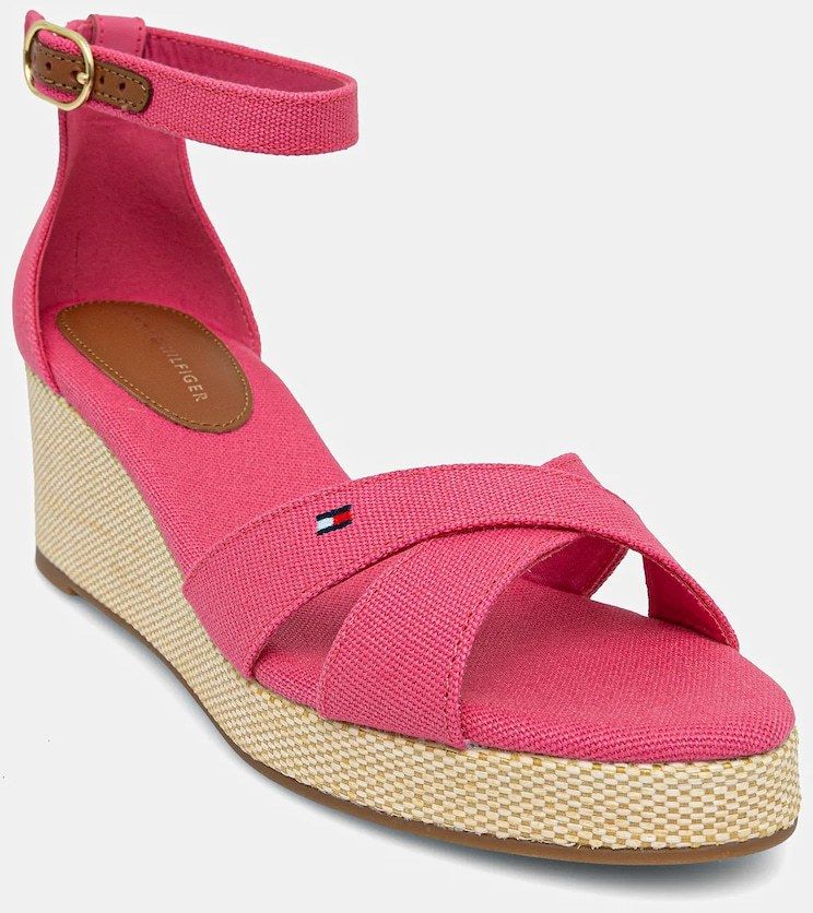 Sandále Tommy Hilfiger FLAG CRISS-CROS MID WEDGE ESPAD ružová farba, FW0FW08481