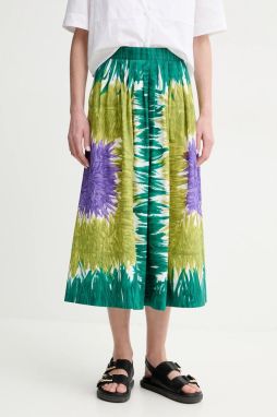 Bavlnená sukňa Weekend Max Mara zelená farba, midi, áčkový strih, 2515101036600