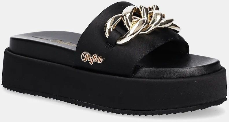 Šľapky Buffalo Noa Slide Chain 2.0 dámske, čierna farba, na platforme, 1602258-BLK