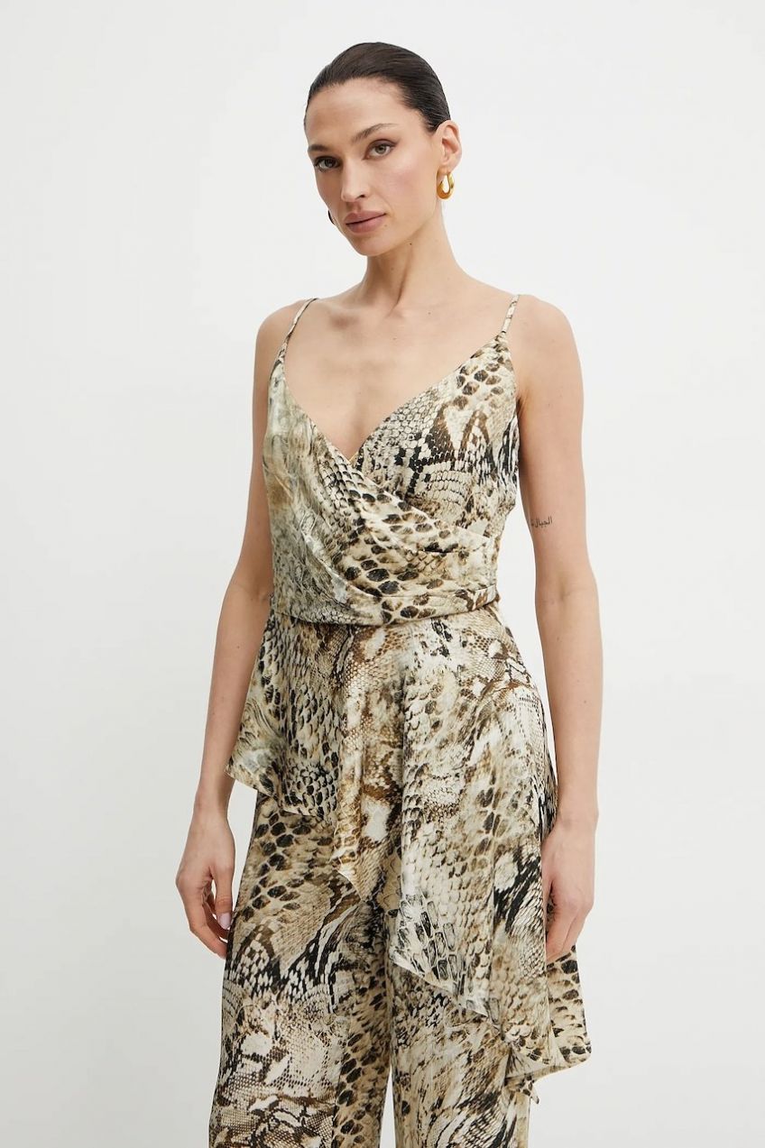 Blúzka Marciano Guess GISELLE dámska, béžová farba, vzorovaná, 5GGH04 7298A