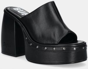 Šľapky Buffalo Heart Mule dámske, čierna farba, na kline, 1291603-BLK
