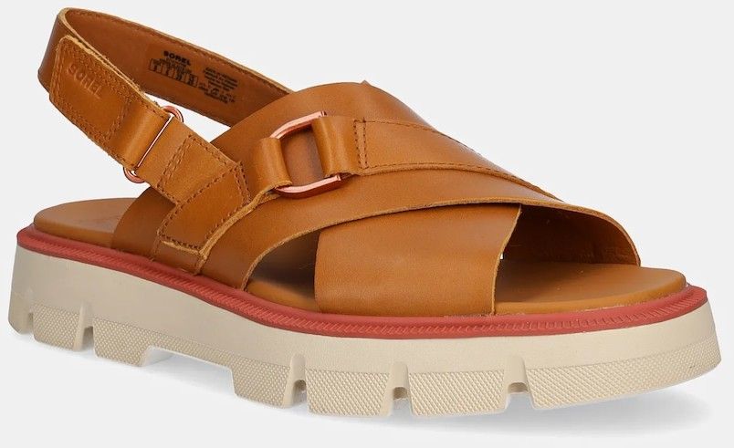 Kožené sandále Sorel REIN CB CRISSCROSS dámske, hnedá farba, na platforme, 2114141708