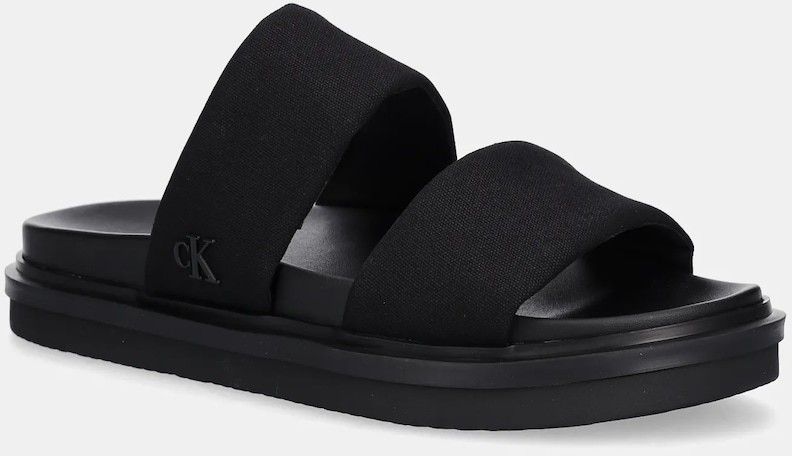Šľapky Calvin Klein Jeans FLAT MOLDED DBL BAR SANDAL CV pánske, čierna farba, YM0YM01222