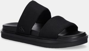 Šľapky Calvin Klein Jeans FLAT MOLDED DBL BAR SANDAL CV pánske, čierna farba, YM0YM01222