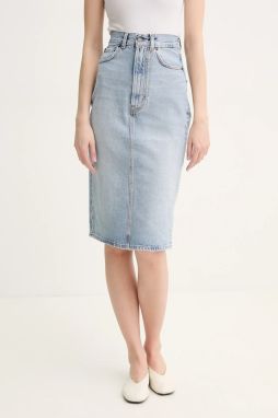 Rifľová sukňa Fiorucci Faded Heart Pocket Denim Midi Skirt midi, puzdrová, W02SPDSK295DN01DN01