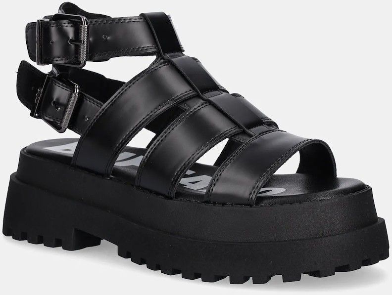 Sandále Buffalo Pluto Gld dámske, čierna farba, na platforme, 1602269-BLK