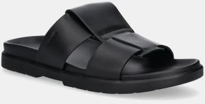 Šľapky Calvin Klein LUG SANDAL DOUBLE T LTH pánske, čierna farba, HM0HM01734