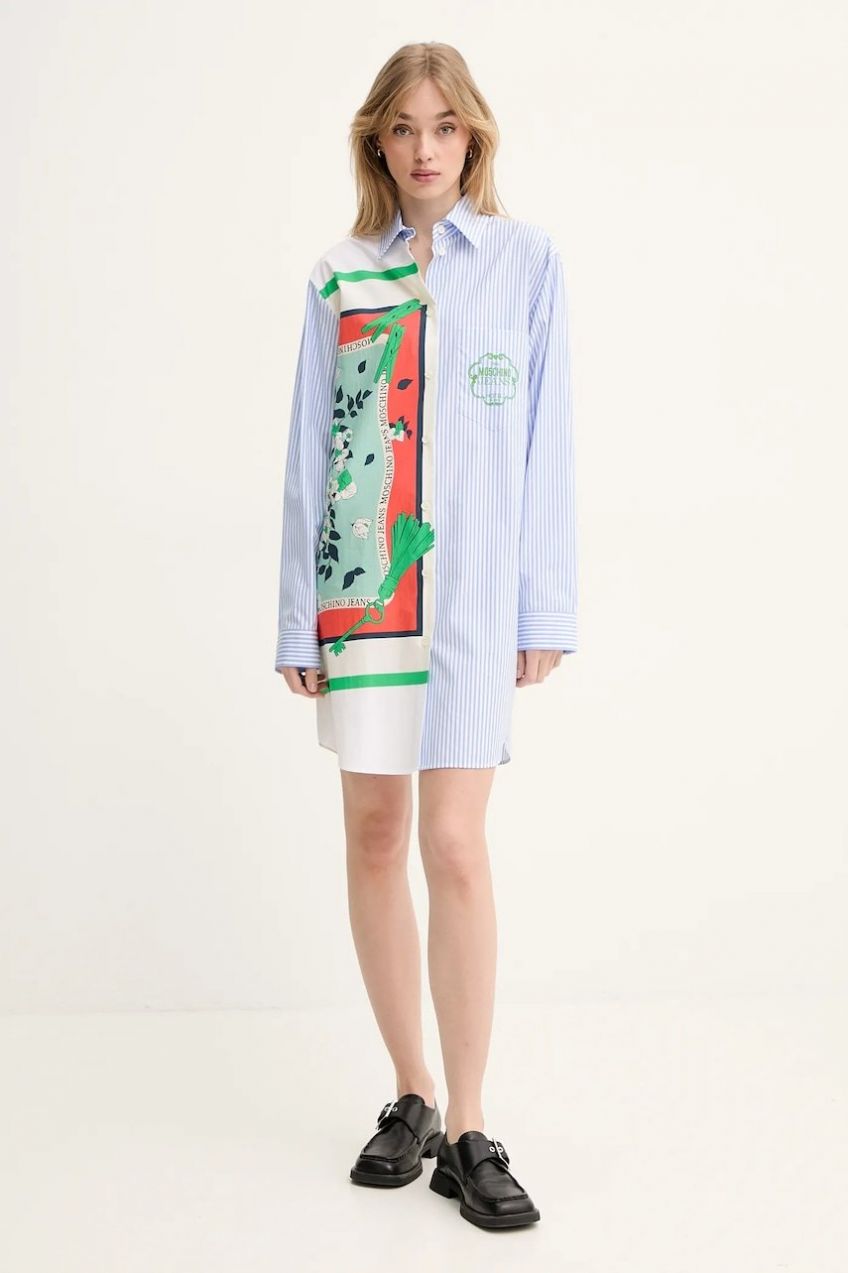 Bavlnené šaty Moschino Jeans mini, oversize, 0446 3725