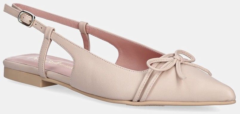 Kožené balerínky Pretty Ballerinas Yvette béžová farba, s otvorenou pätou, 52144_B
