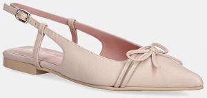 Kožené balerínky Pretty Ballerinas Yvette béžová farba, s otvorenou pätou, 52144_B