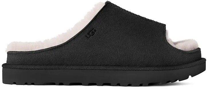 Semišové šľapky UGG Greenport Slide dámske, čierna farba, na platforme, 1167610-BLK