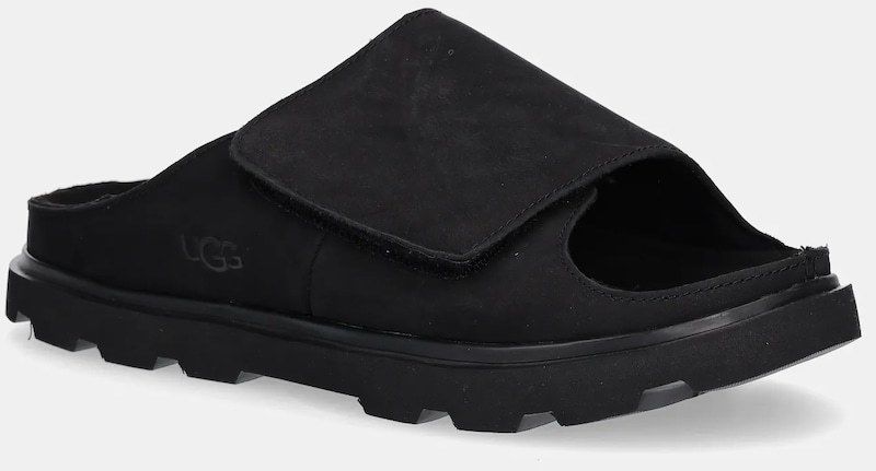 Nubukové šľapky UGG Solano Slide pánske, čierna farba, 1167651-BLK