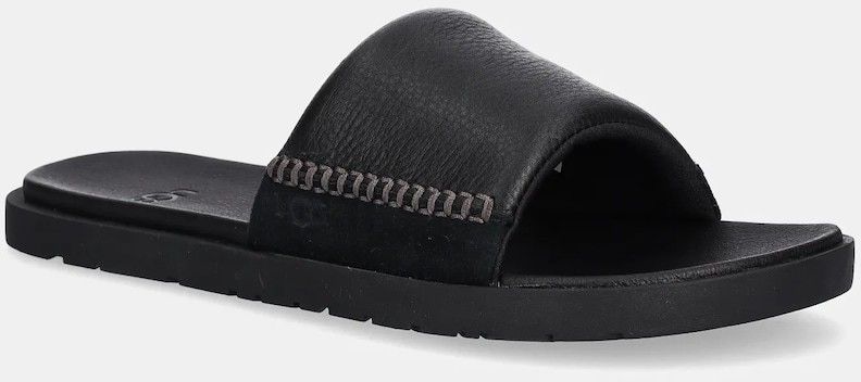 Kožené šľapky UGG Seaside II Slide pánske, čierna farba, 1166593-BLK