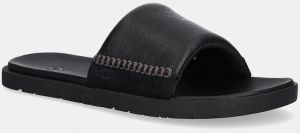 Kožené šľapky UGG Seaside II Slide pánske, čierna farba, 1166593-BLK