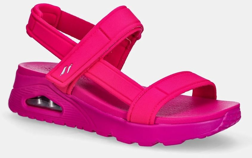 Sandále Skechers UNO dámske, ružová farba, na kline, 119814