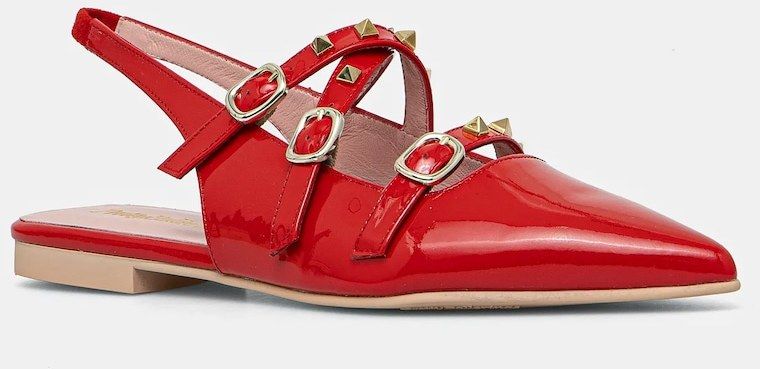 Baleríny Pretty Ballerinas Yvette červená farba, s otvorenou pätou, 52136_B