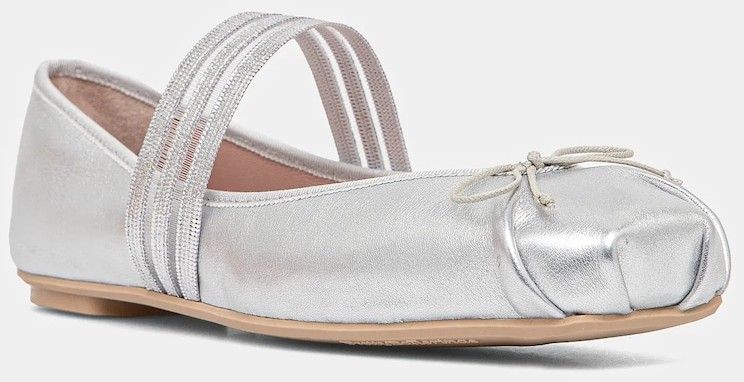Kožené balerínky Pretty Ballerinas Kristen strieborná farba, 52198_A