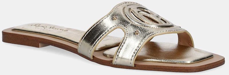 Šľapky Pepe Jeans FRIDA LOG dámske, zlatá farba, PLS90695