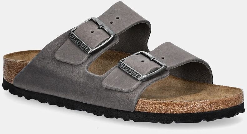 Nubukové šľapky Birkenstock Arizona dámske, šedá farba, 1027026