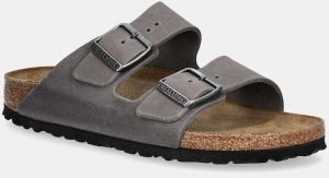 Nubukové šľapky Birkenstock Arizona dámske, šedá farba, 1027026