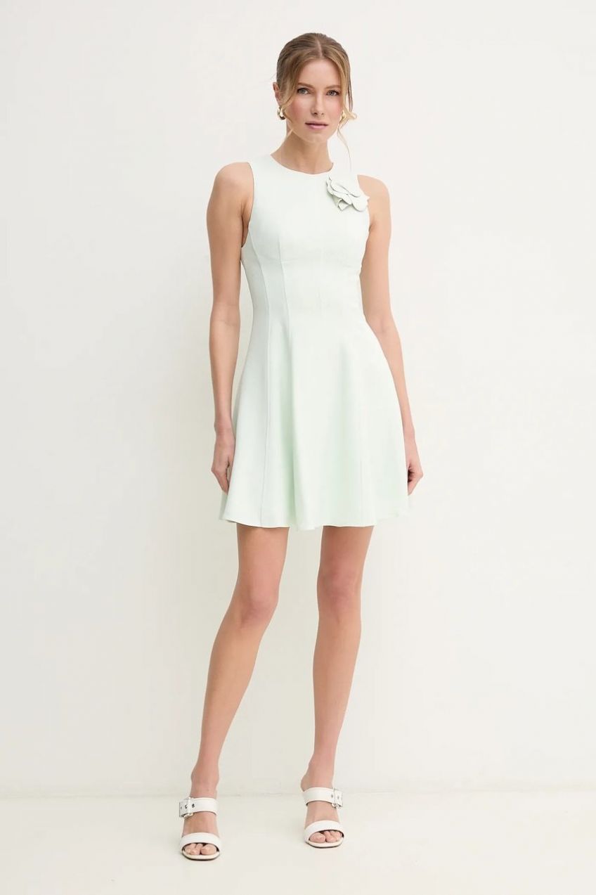Šaty Elisabetta Franchi zelená farba, mini, áčkový strih, AB76351E2