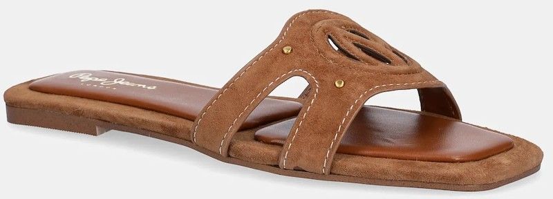 Semišové šľapky Pepe Jeans FRIDA SOFT dámske, hnedá farba, PLS90697