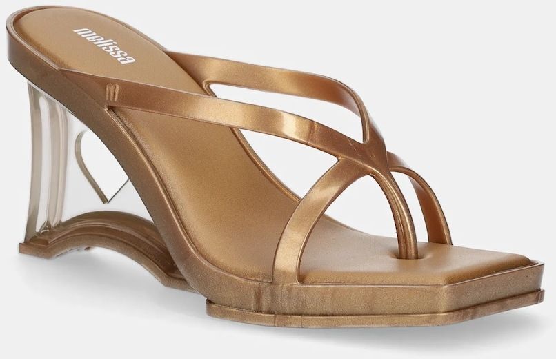 Šľapky Melissa MELISSA GLASS HEEL AD dámske, zlatá farba, na kline, M.35801.BI353
