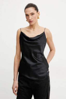Hodvábna blúzka Marciano Guess DENISE dámska, čierna farba, jednofarebná, 4YGH09 7117A