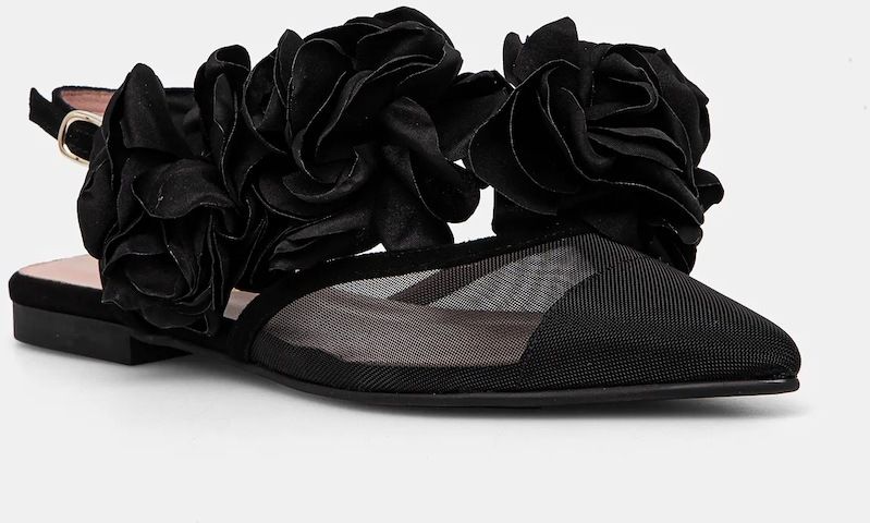 Baleríny Pretty Ballerinas Yvette čierna farba, s otvorenou pätou, 52145_B